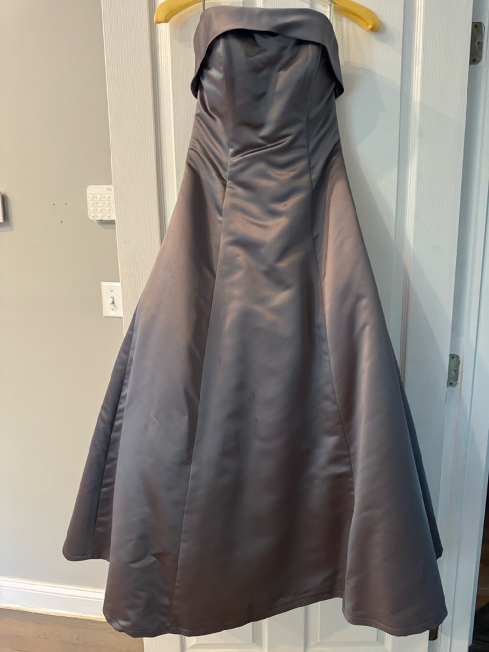 Strapless Satin Ballgown Gray Formal A-Line Dress Size 12